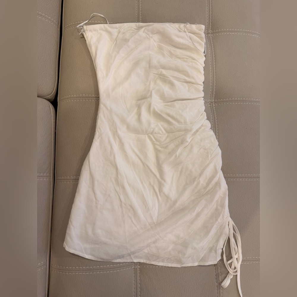 Elegant White Ruched Dress